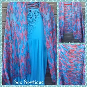 🆕 Boho Chic Coral and Teal Scarf